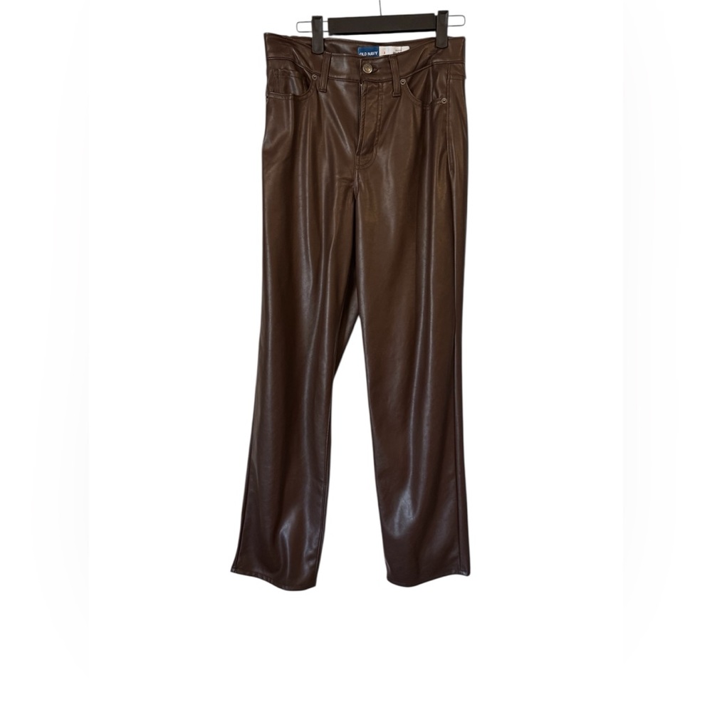 Old Navy Dark Brown Faux Leather Pants Size 2 Loose